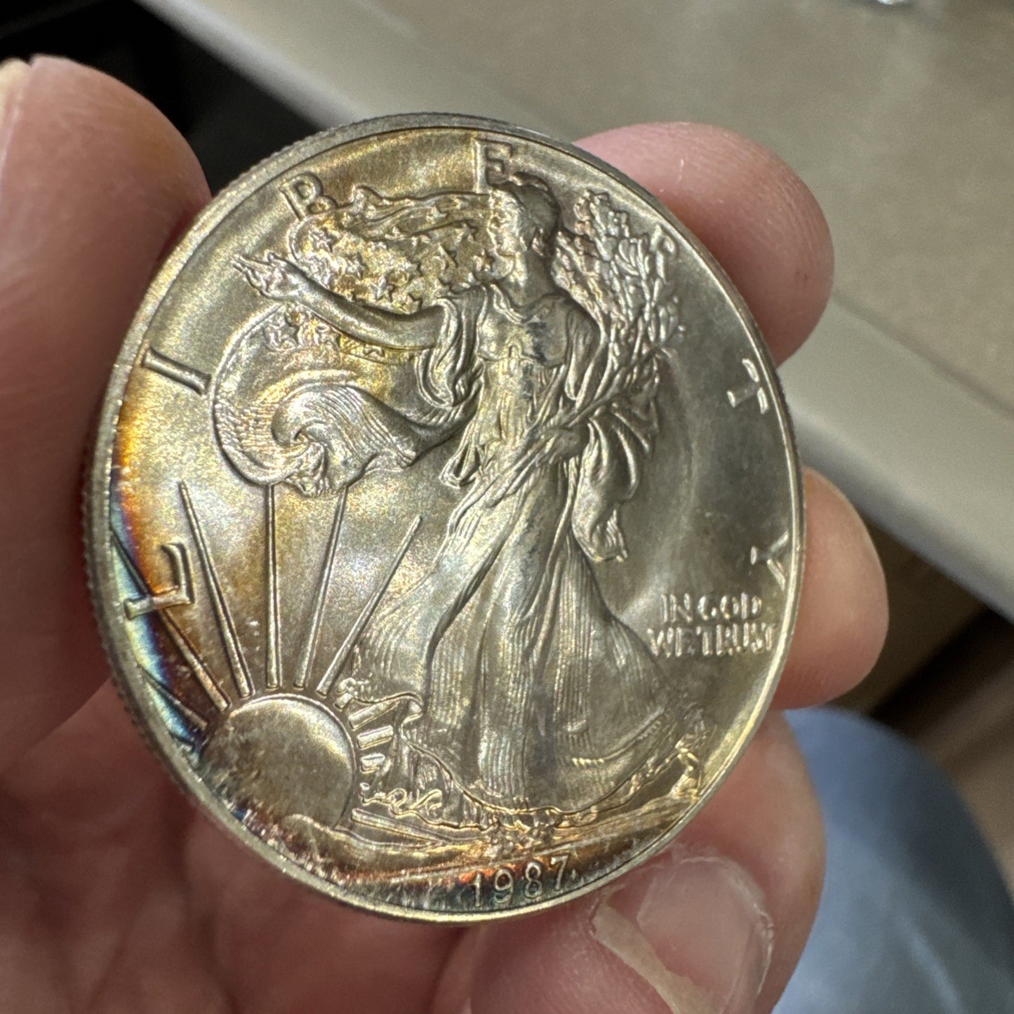 1987 American Silver Eagle Coin BU 1 Oz US $1 Dollar Stunning Coin Flashy Toner