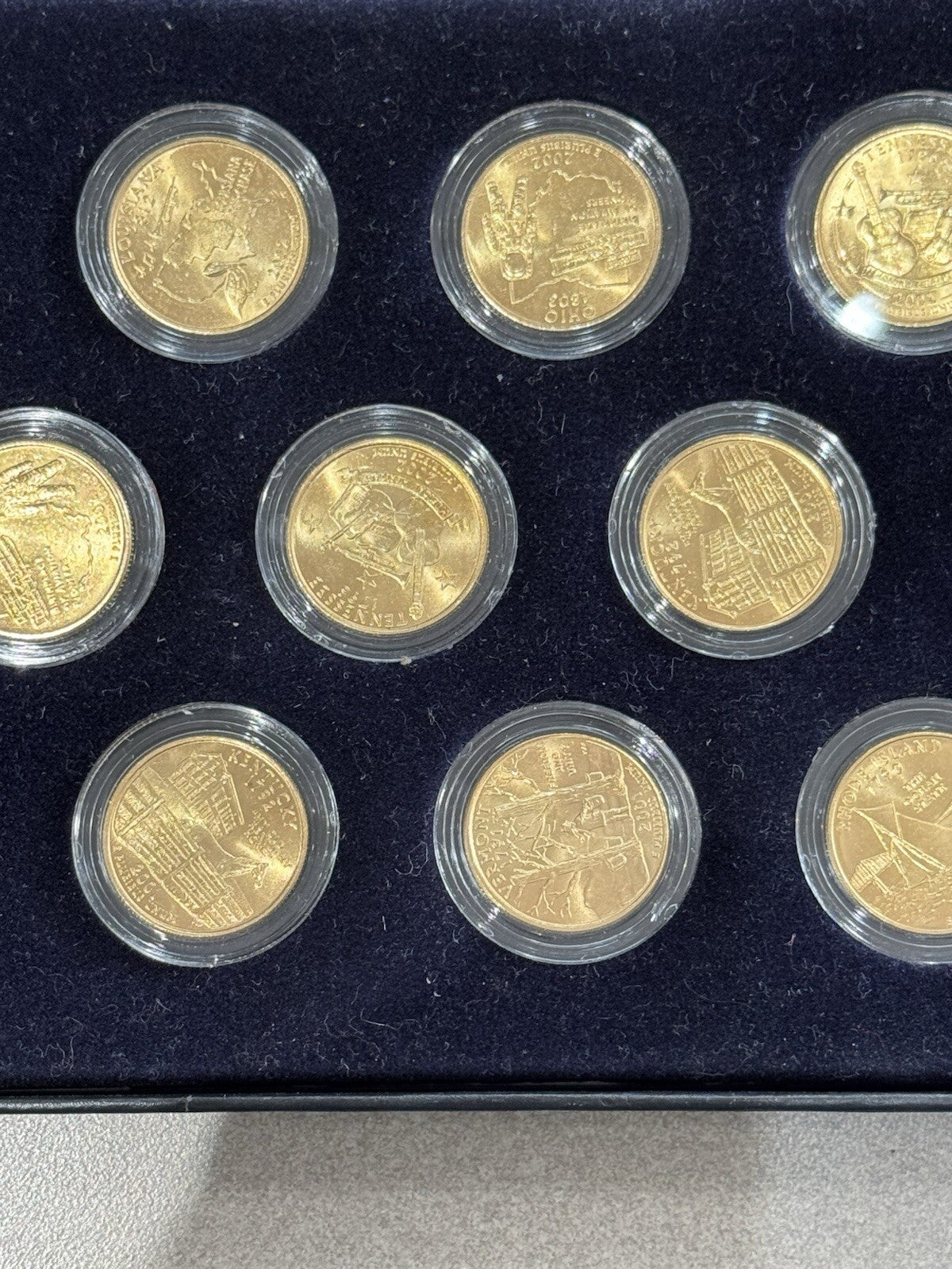 2001- 2002 24kt Gold Plated US Mint State Quarters Set in Box Encapsulated !!