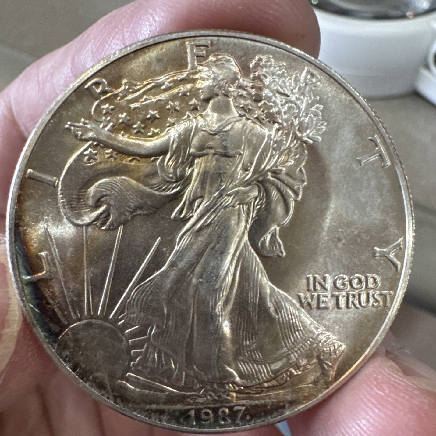 1987 American Silver Eagle Coin BU 1 Oz US $1 Dollar Stunning Coin Flashy Toner