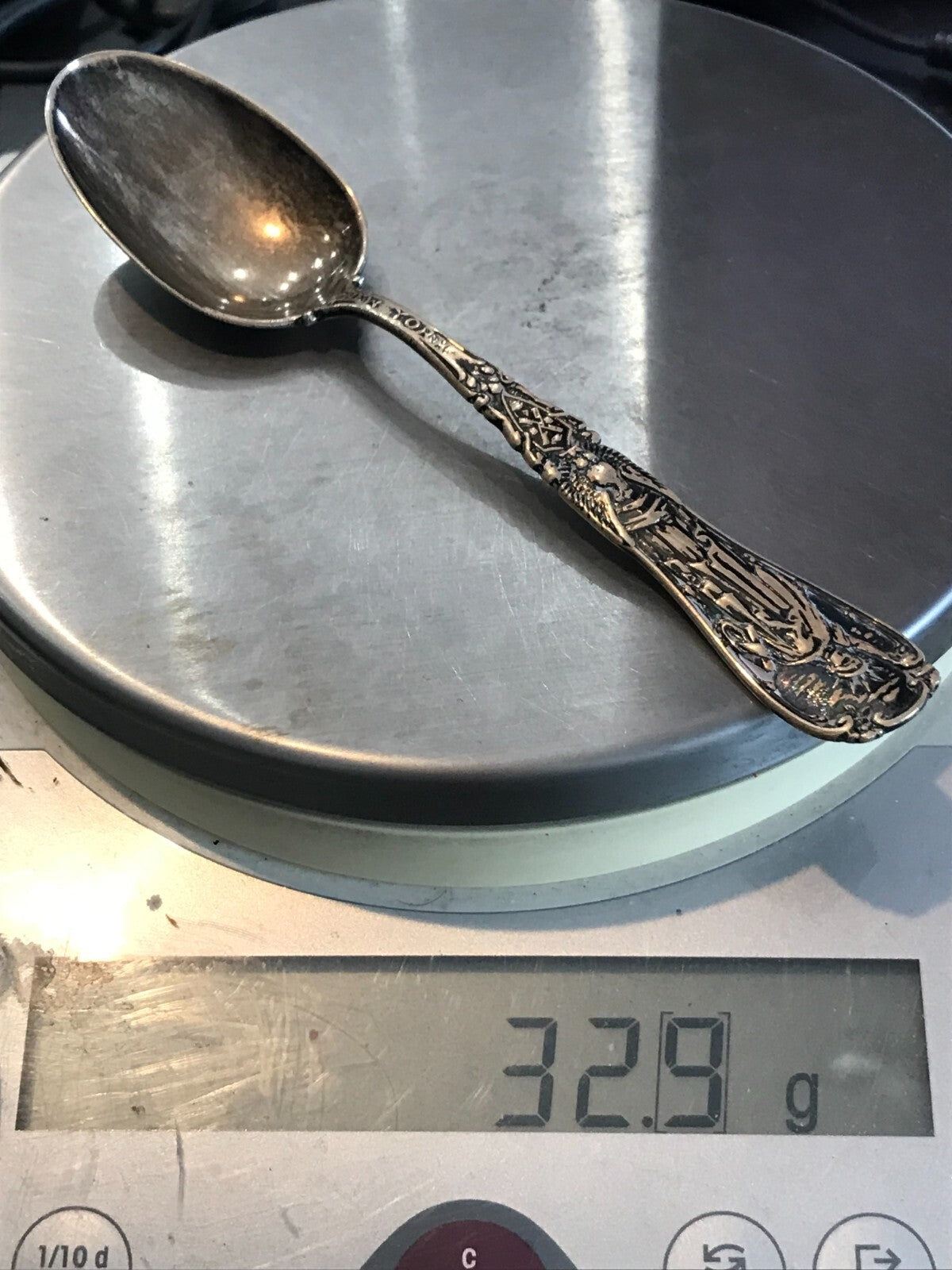 TIFFANY & CO. STERLING SILVER STATUE OF LIBERTY NEW YORK SOUVENIR SPOON 32.9G