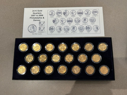 2007-2008 24kt Gold Plated US Mint State Quarters Set in Box