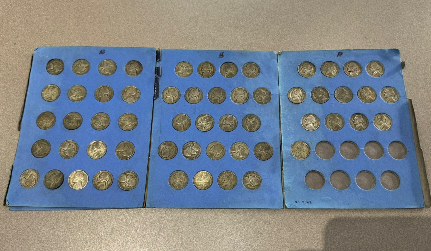 United States 1942-45 61 War Time Jefferson Nickels 35% Silver Set In Book