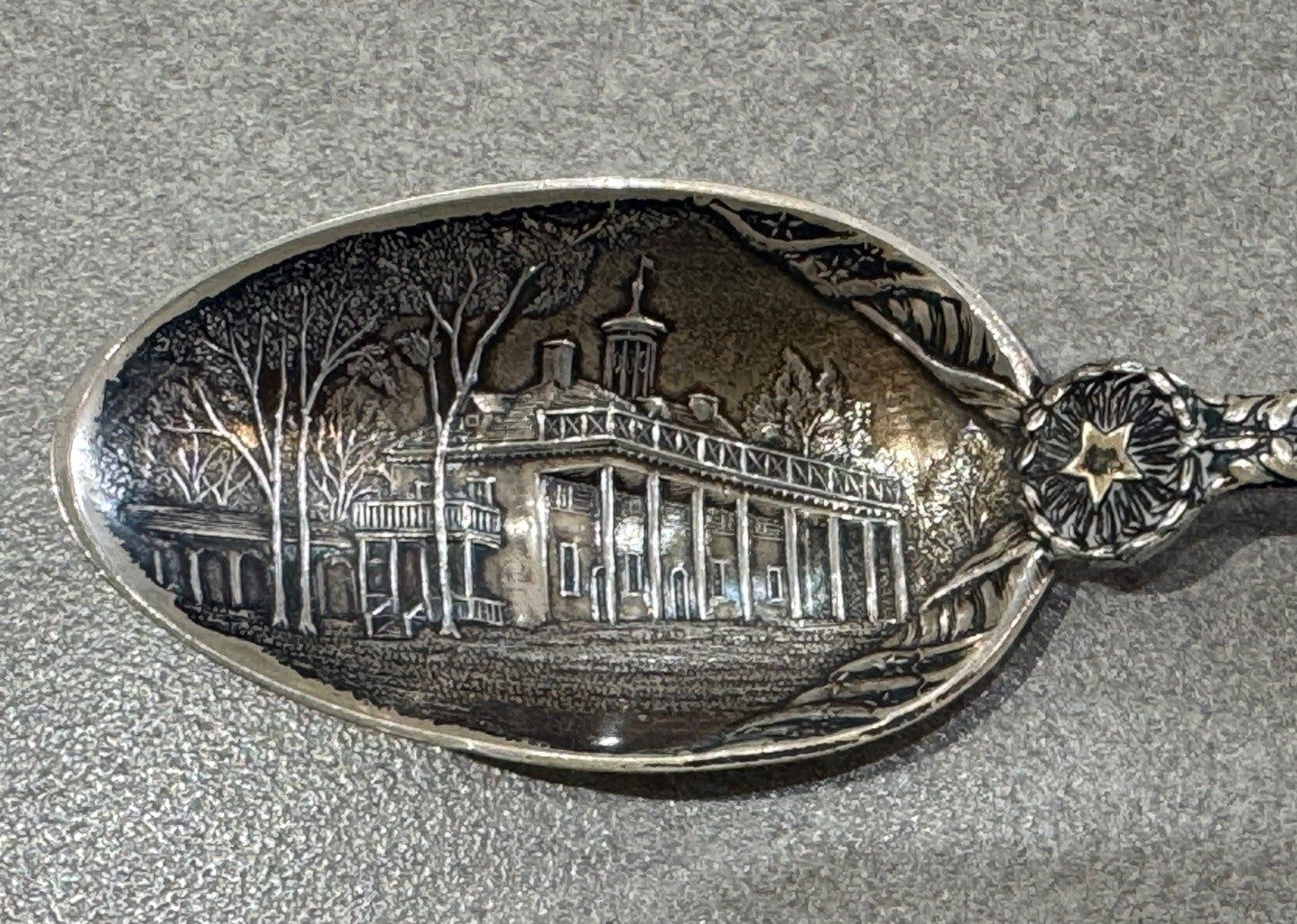 Sterling Silver Spoon Mount Vernon George Washington Antique 31.grams 6”