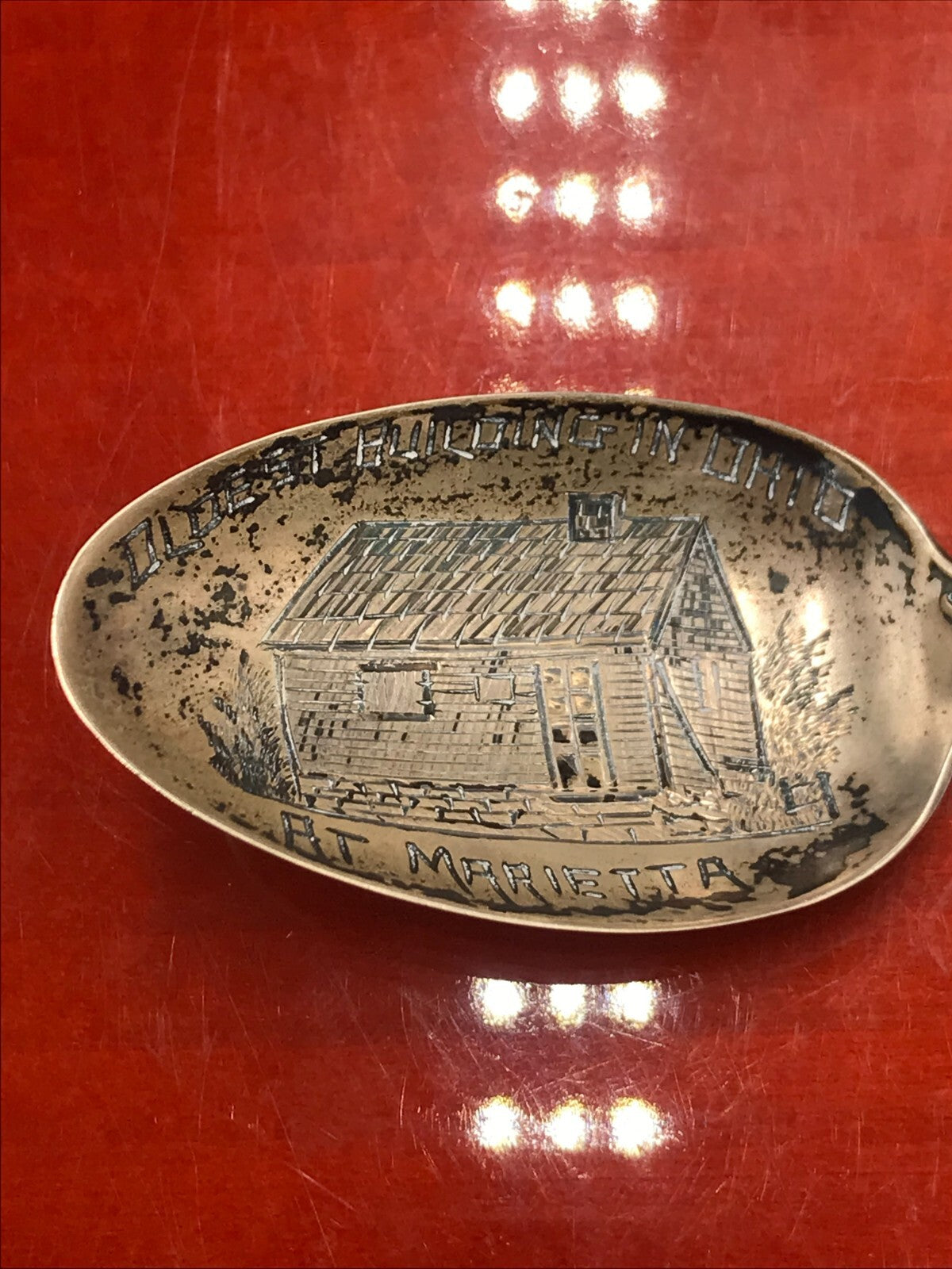 Antique RW&S Wallace Oldest Building in Ohio At Marrieta Sterling Silver Spoon