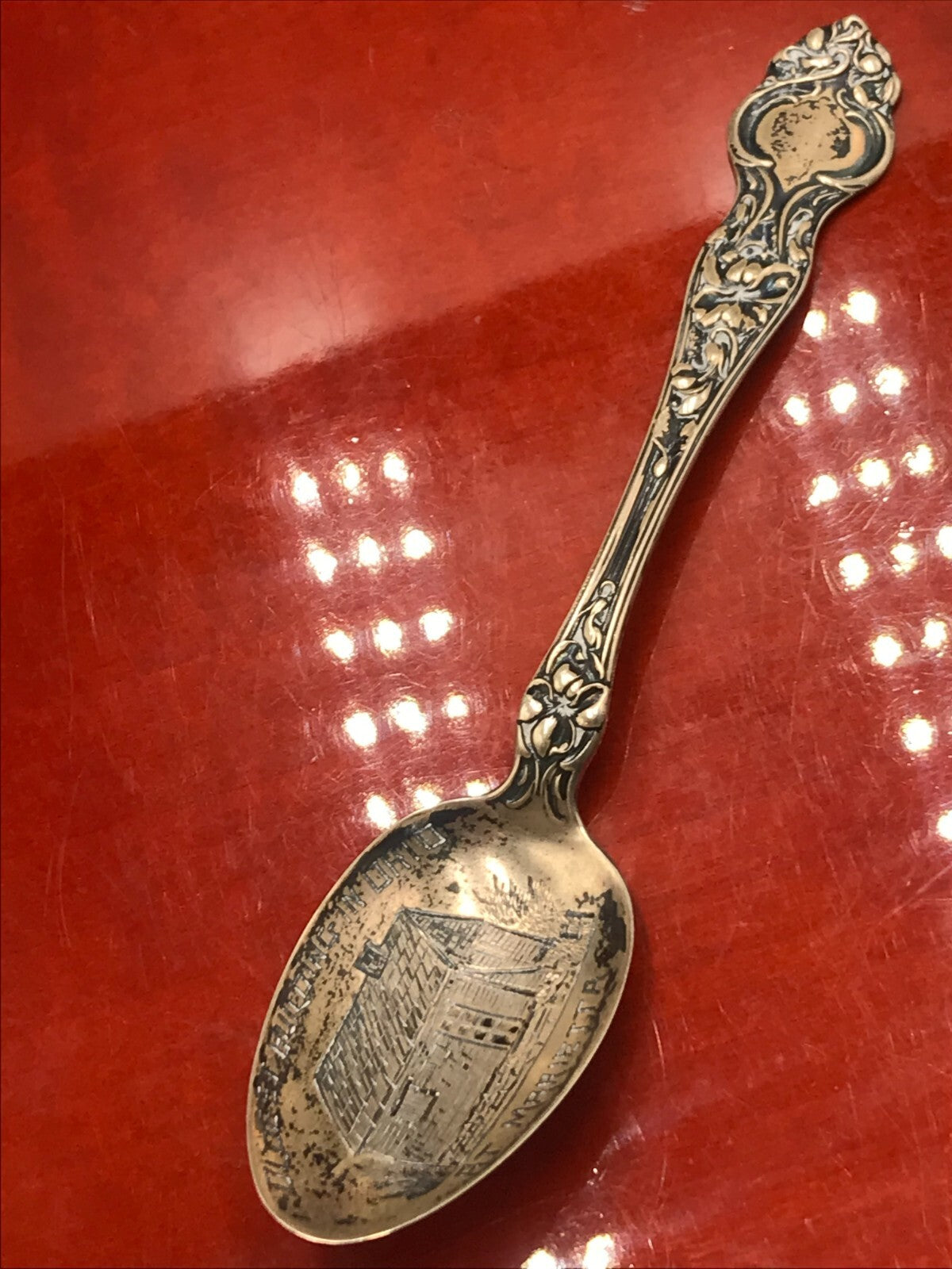 Antique RW&S Wallace Oldest Building in Ohio At Marrieta Sterling Silver Spoon
