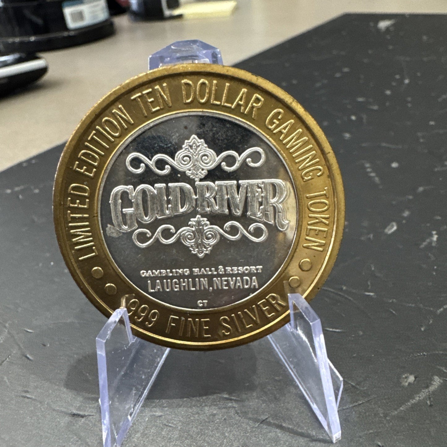 Gold River Laughlin NV Ltd Ed 10 Dollar Gaming Token .999 Silver