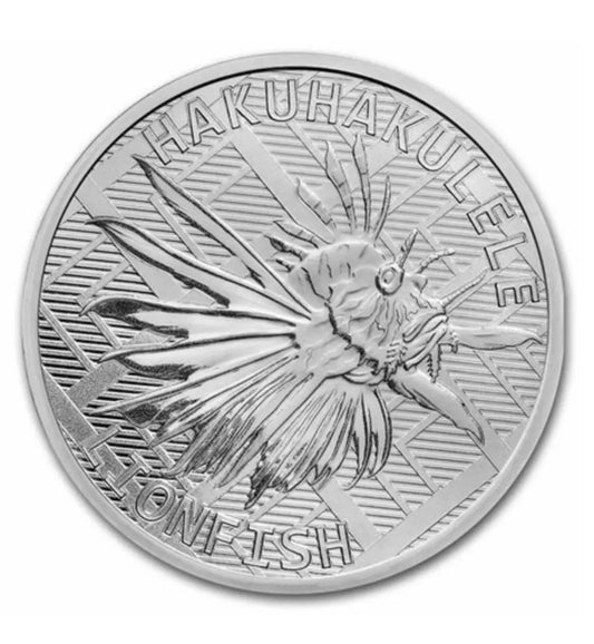 2022 .999 silver 1 oz Lionfish -HAKUHAKULELE Tokelau BU in Cap