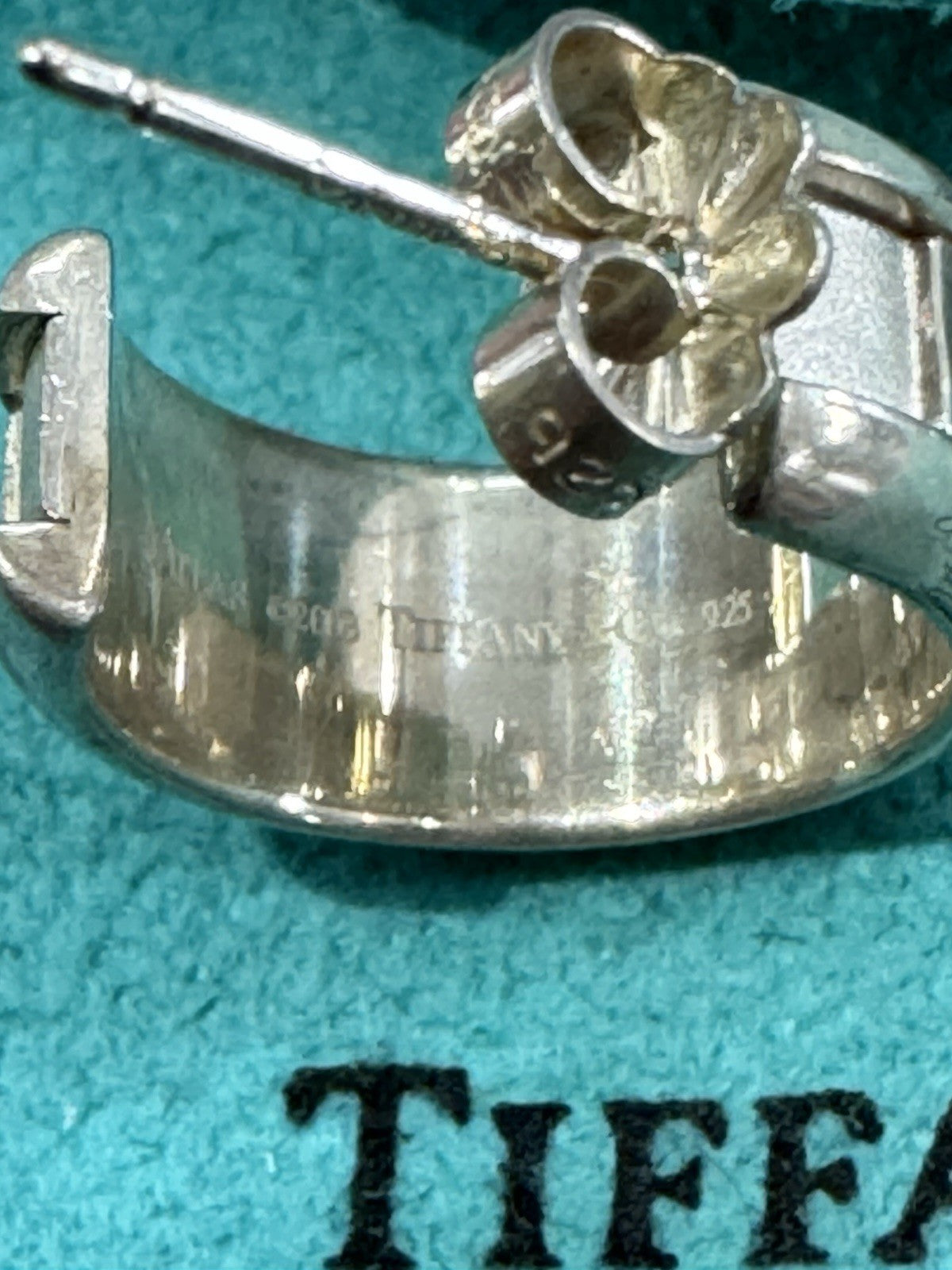 Tiffany & Co Atlas Sterling Silver Roman Numeral Stud Hoop Solid Huggy Earrings