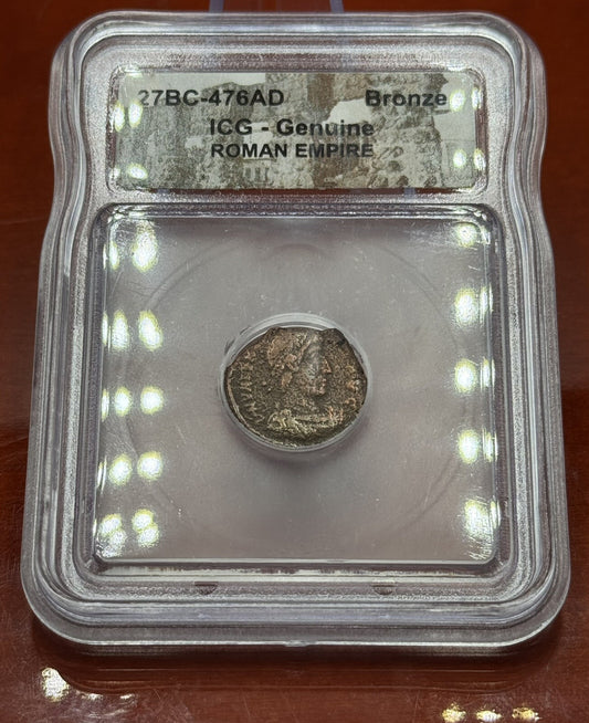 ICG - Genuine ROMAN EMPIRE Coin Slab 27BC-476AD Amazing Historical Bronze A1