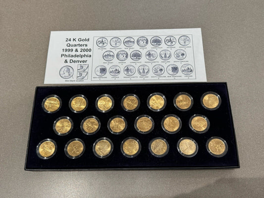 1999-2000 24kt Gold Plated US Mint State Quarters Set in Box