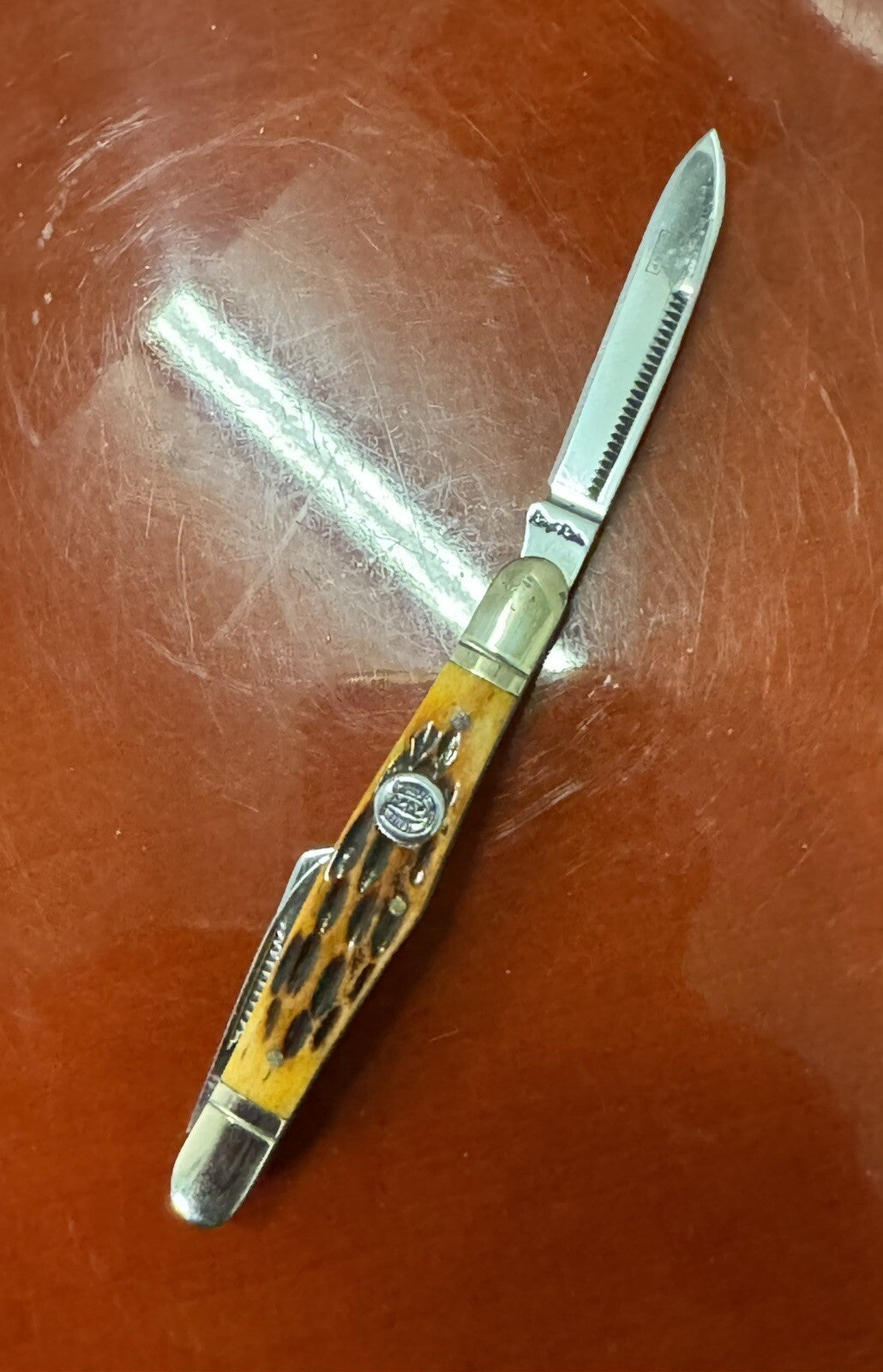 Rough Rider RR373 Bone Folding Pocket Knife in original box !