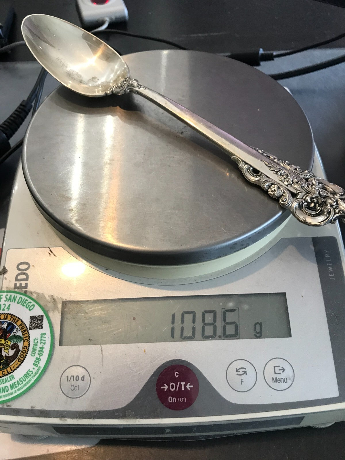 Vintage Wallace Grande Baroque Sterling Silver Spoon 108.6g 9"