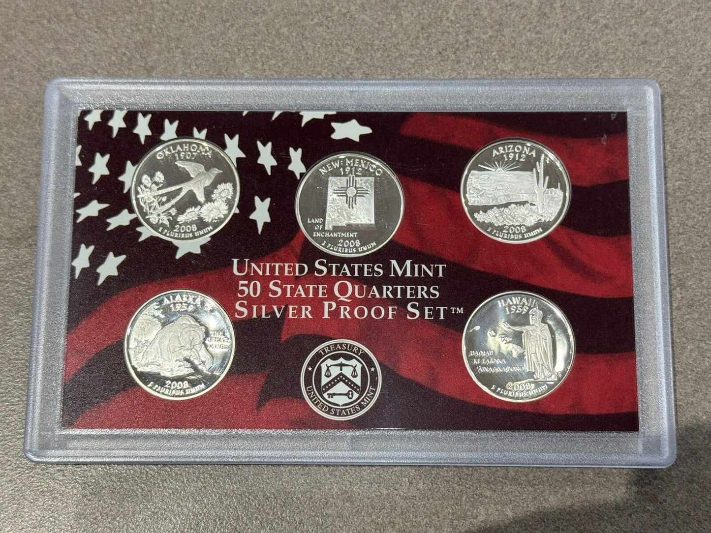 2008-S SILVER PROOF SET - 14 COINS - OGP COA