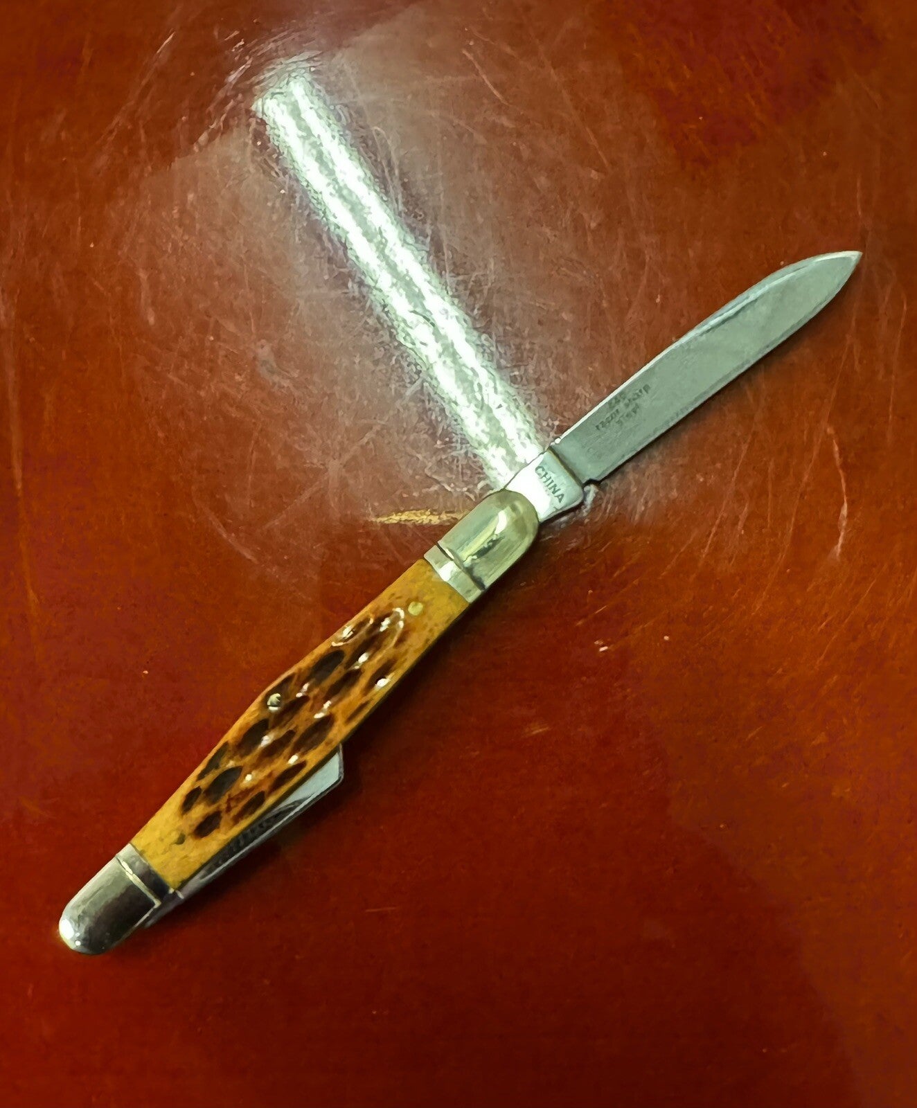 Rough Rider RR373 Bone Folding Pocket Knife in original box !