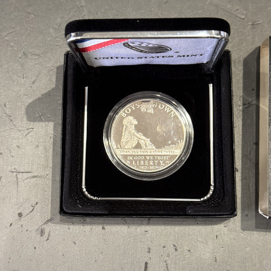 Boys Town Centennial Commemorative 2017 P 90% Silver Dollar Proof $1 Coin OGP