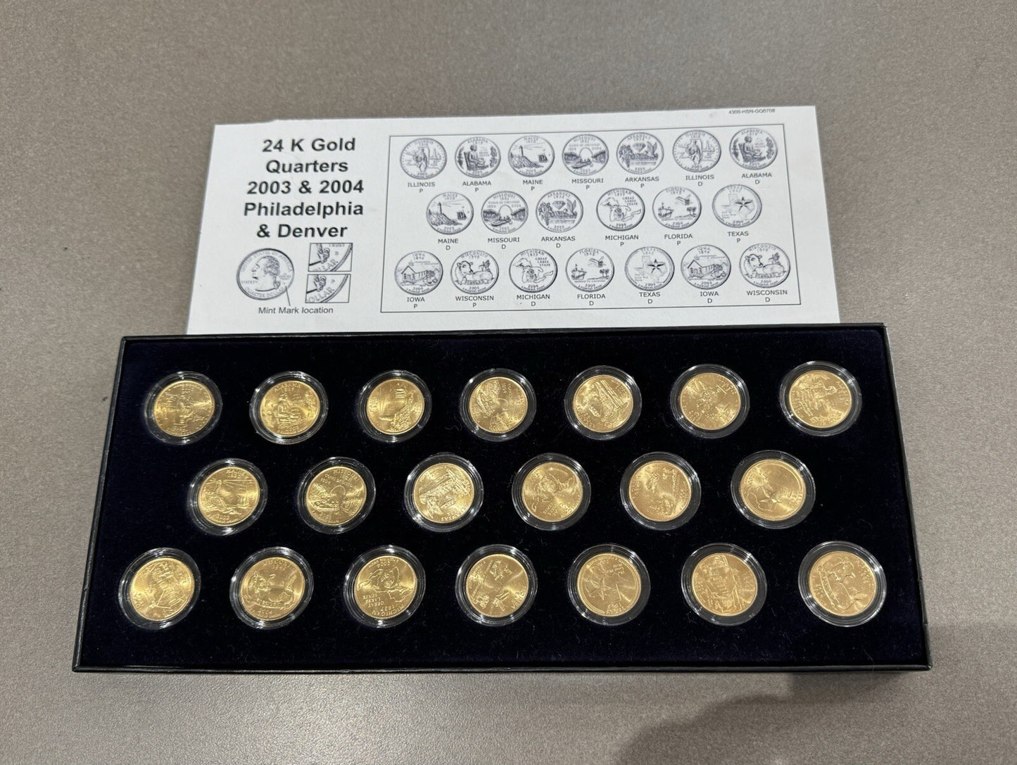 2003-2004 24kt Gold Plated US Mint State Quarters Set in Box