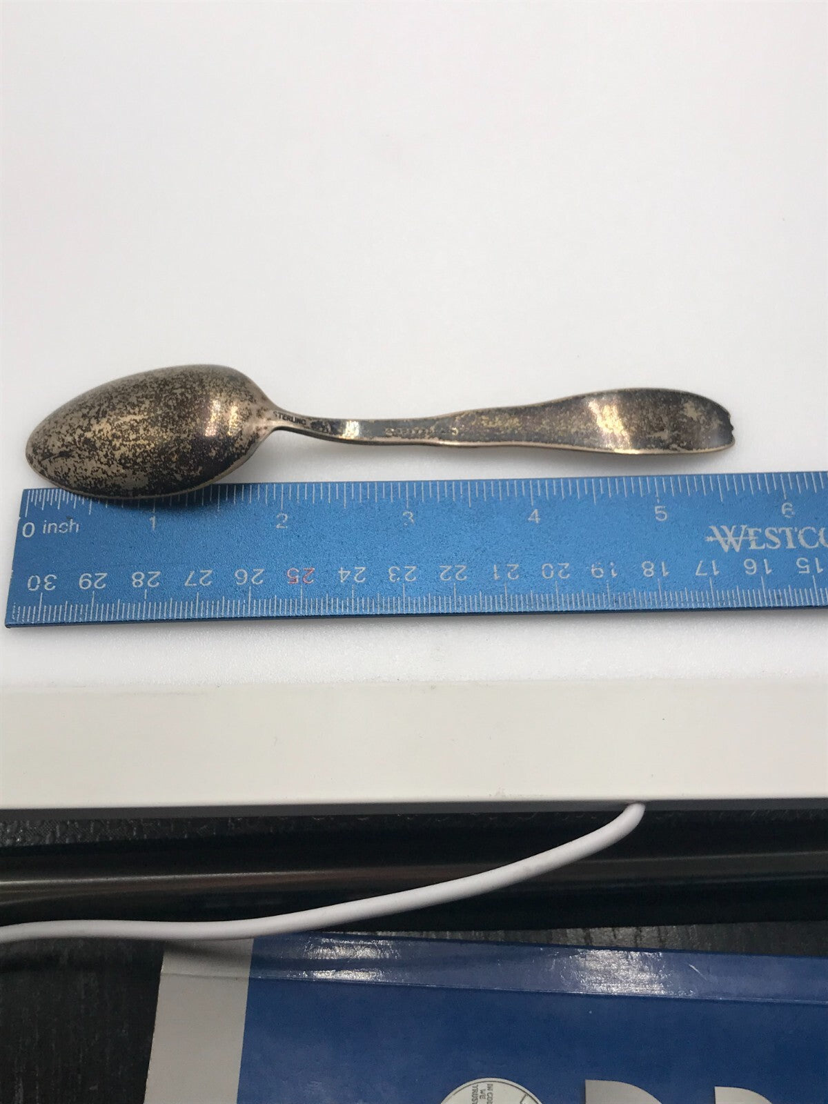 Antique A. Stowell & Co.  engraved sterling spoon 5 3/4" 23.3g