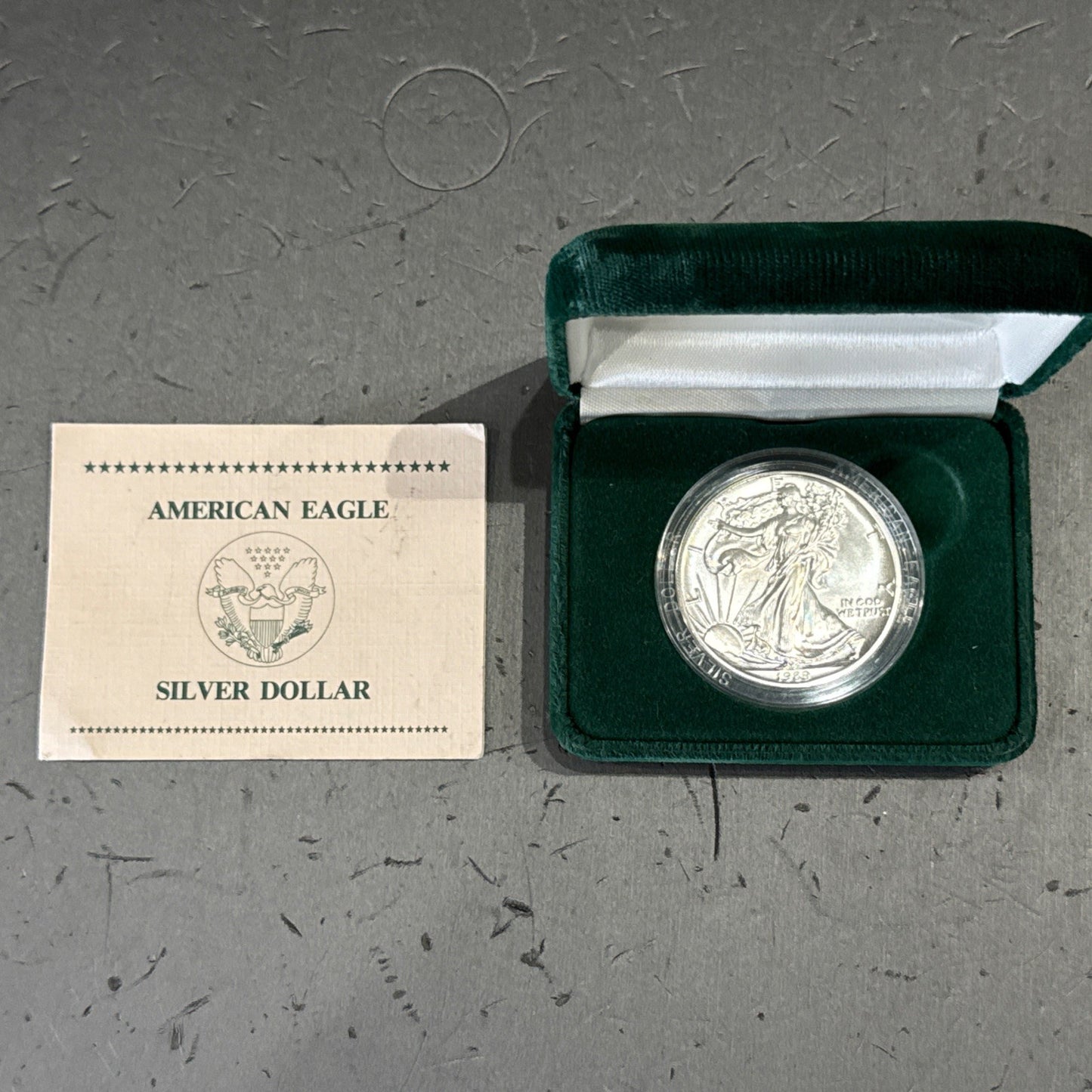 1989 U.S. American Eagle One Ounce Silver Uncirculated Coin with Box And COA