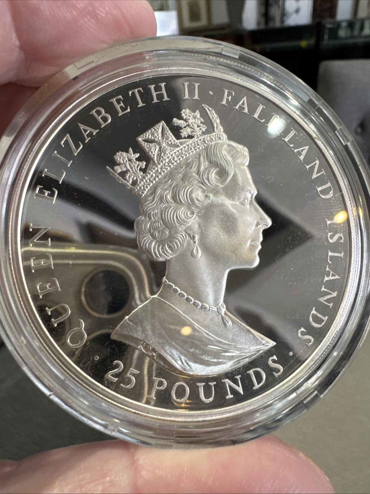 FALKLAND ISLANDS 1986 ROYAL WEDDING SILVER COIN 150 GRAMS SILVER PROOF 🔥 .