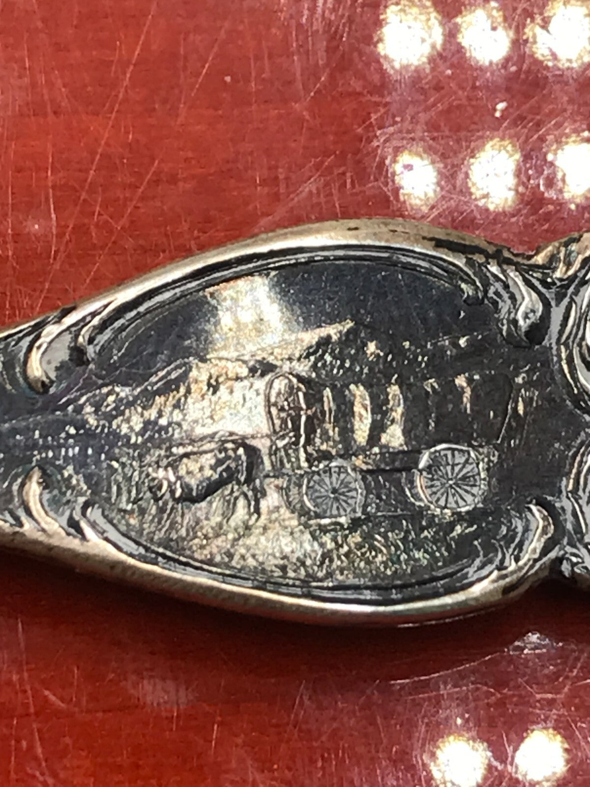 Eagle Gate Mormon Temple Utah Sterling Spoon Rainbow Toned 5 1/2" 21.9g