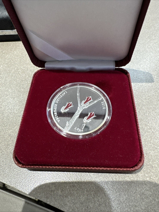 LATVIA 1 lats 2010 SILVER Declaration of Independence Only 7000 Minted Stunning