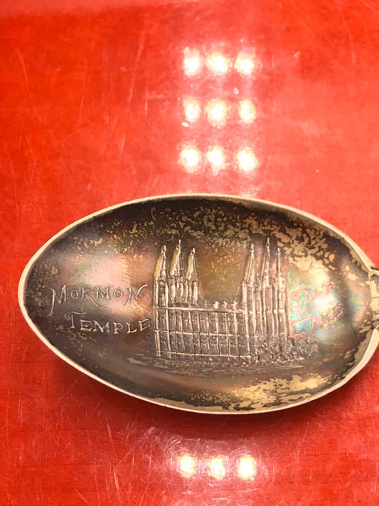 Eagle Gate Mormon Temple Utah Sterling Spoon Rainbow Toned 5 1/2" 21.9g