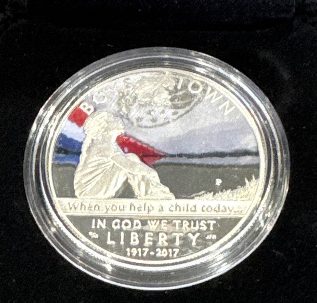 Boys Town Centennial Commemorative 2017 P 90% Silver Dollar Proof $1 Coin OGP