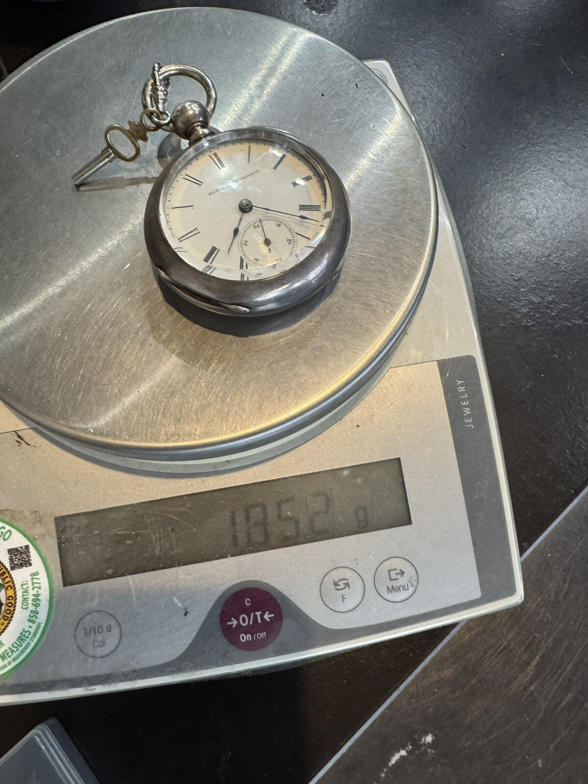 Antique Elgin Coin Silver Pocket Watch with Key Working Read Description!