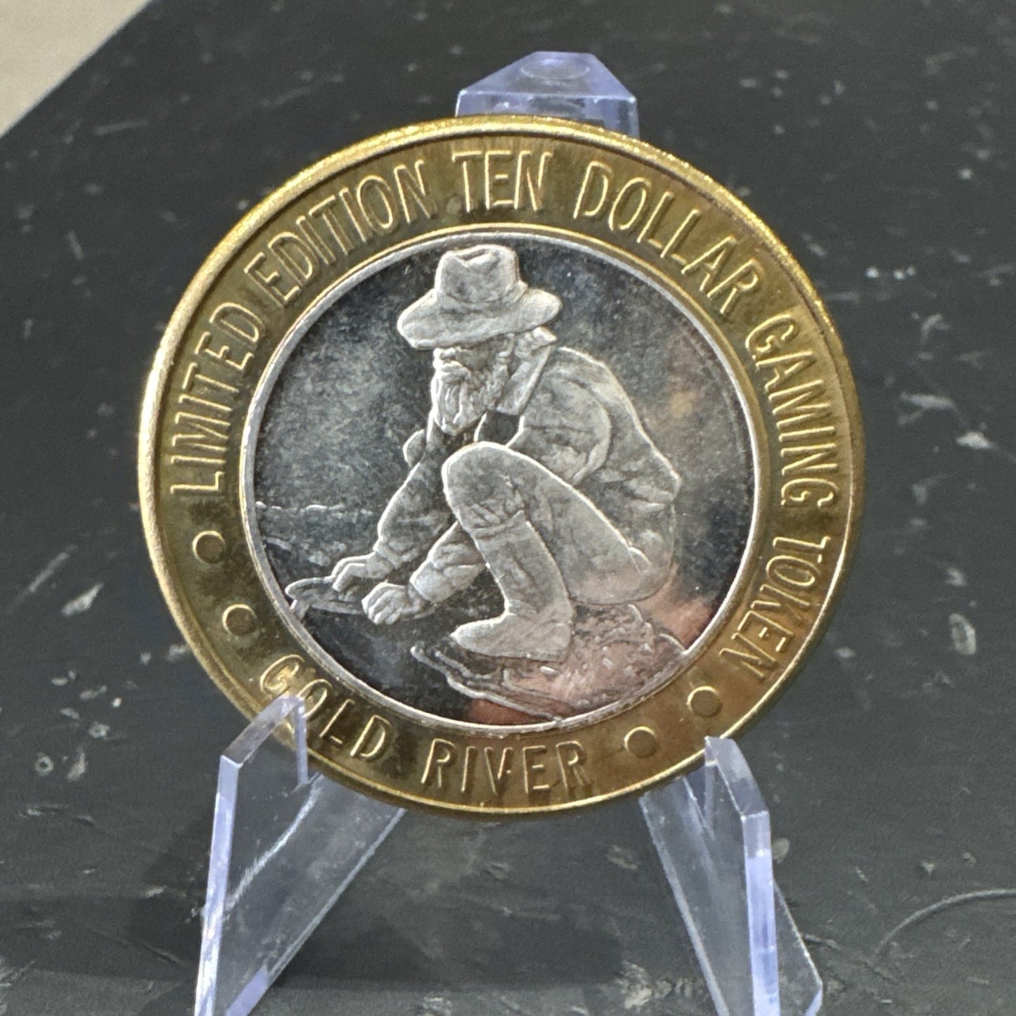 Gold River Casino Limited Ten Dollar Gaming Token .999 Fine Silver- Gold Miner