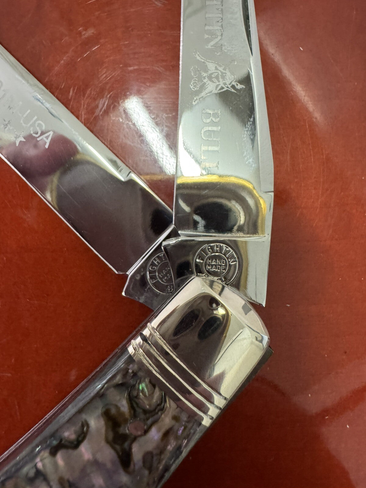 Wendell Carson Pocketknife Fightin Bull 2601m 2008 Trapper Mosaic Green Stunner