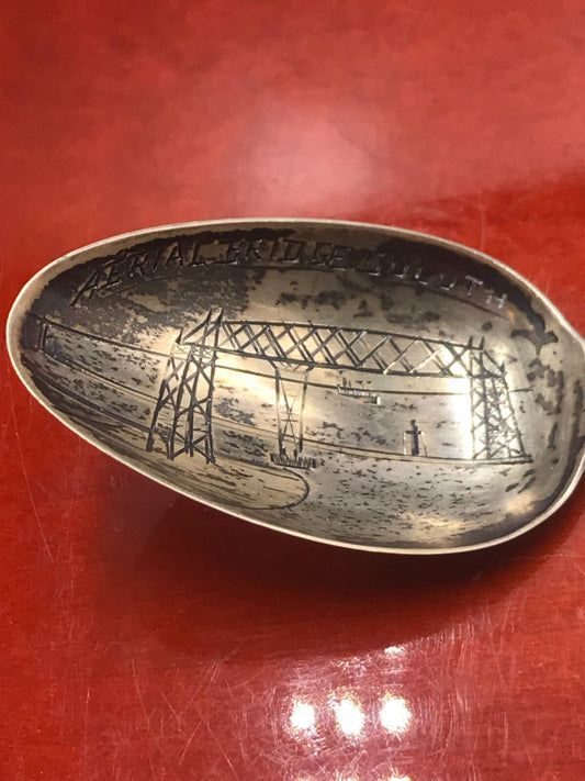 AERIAL BRIDGE DULUTH MINNESOTA STERLING SILVER SOUVENIR SPOON 13.2g 5" TONED