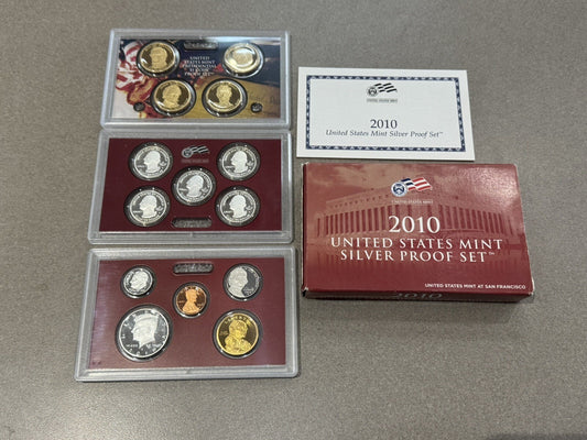 2010-S US Mint Silver Proof Set with COA & Box 14 Coins 90%