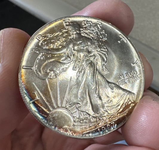1987 American Silver Eagle Coin BU 1 Oz US $1 Dollar Stunning Coin Flashy Toner