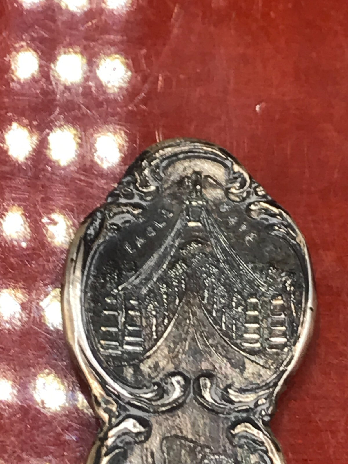 Eagle Gate Mormon Temple Utah Sterling Spoon Rainbow Toned 5 1/2" 21.9g