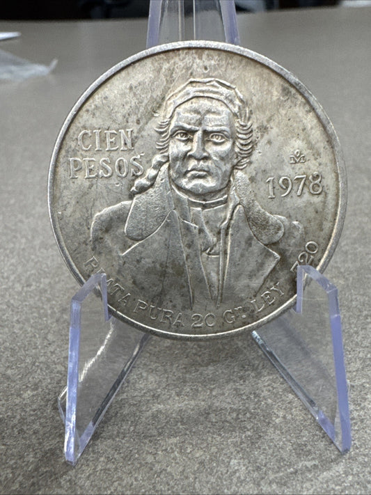 1978 Cien Pesos Mexican Silver 100 Pesos Ley .720