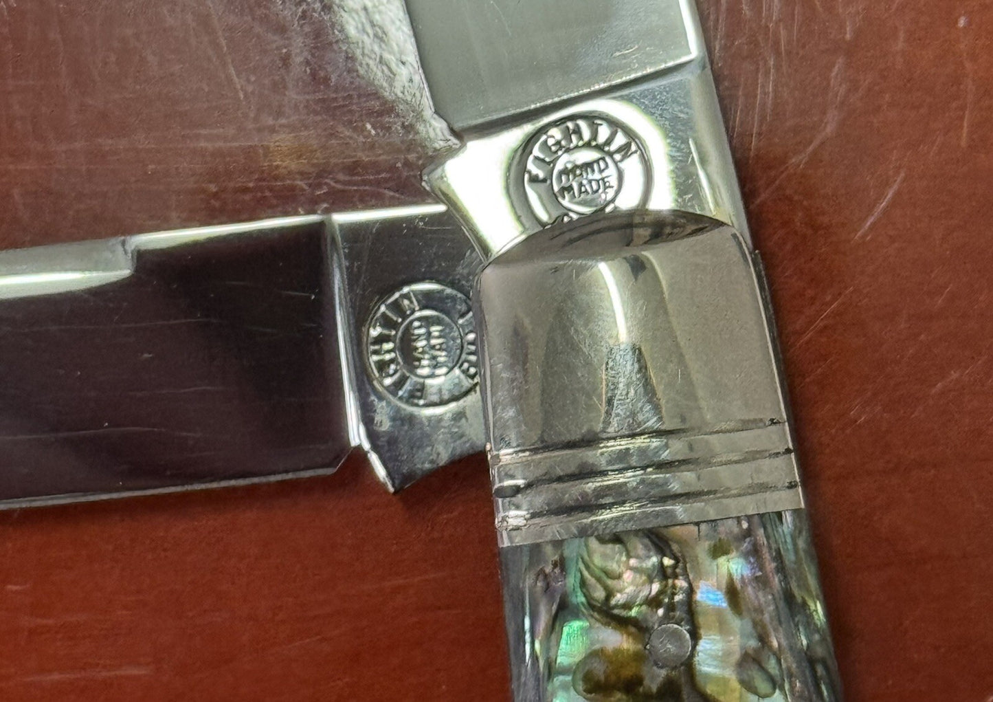 Wendell Carson Pocketknife Fightin Bull 2601m 2008 Trapper Mosaic Green Stunner