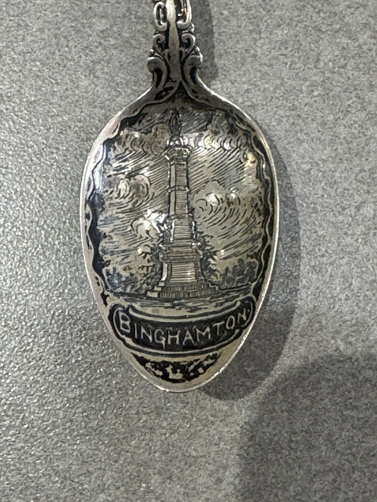 Sterling Silver Souvenir Spoon Binghamton  Statue 23.6 Grams 5 7/8”