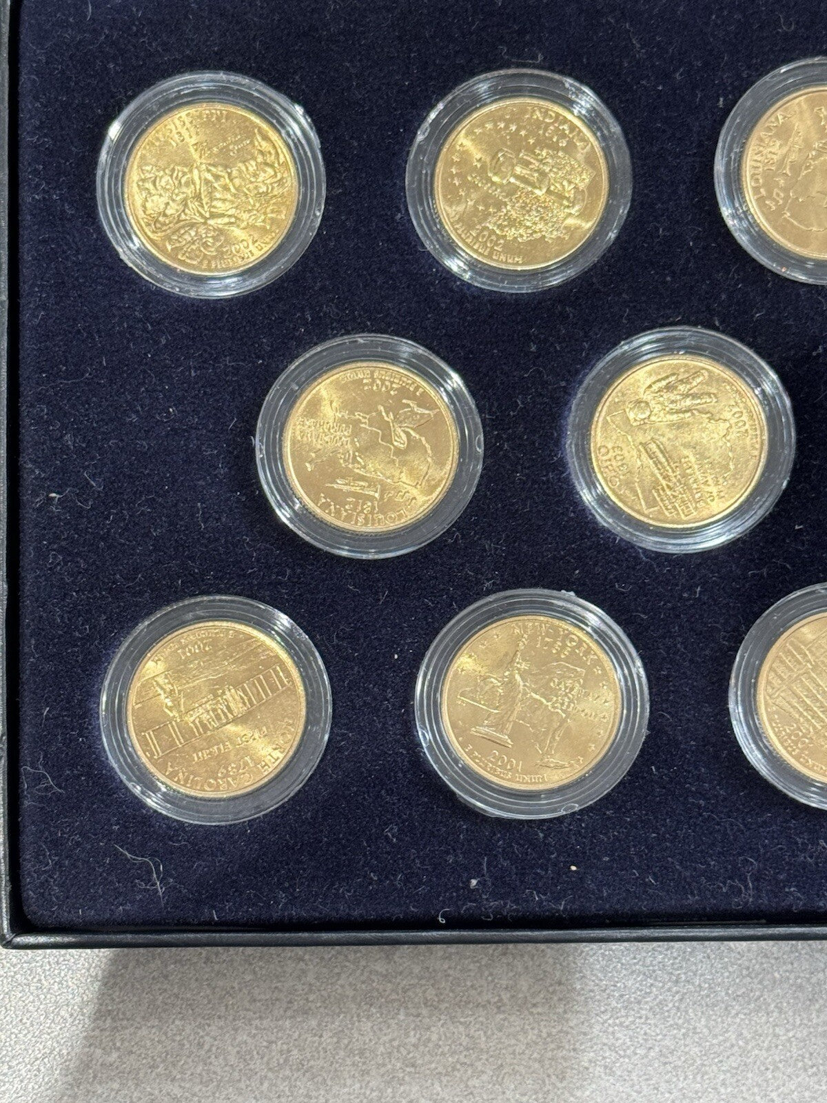2001- 2002 24kt Gold Plated US Mint State Quarters Set in Box Encapsulated !!