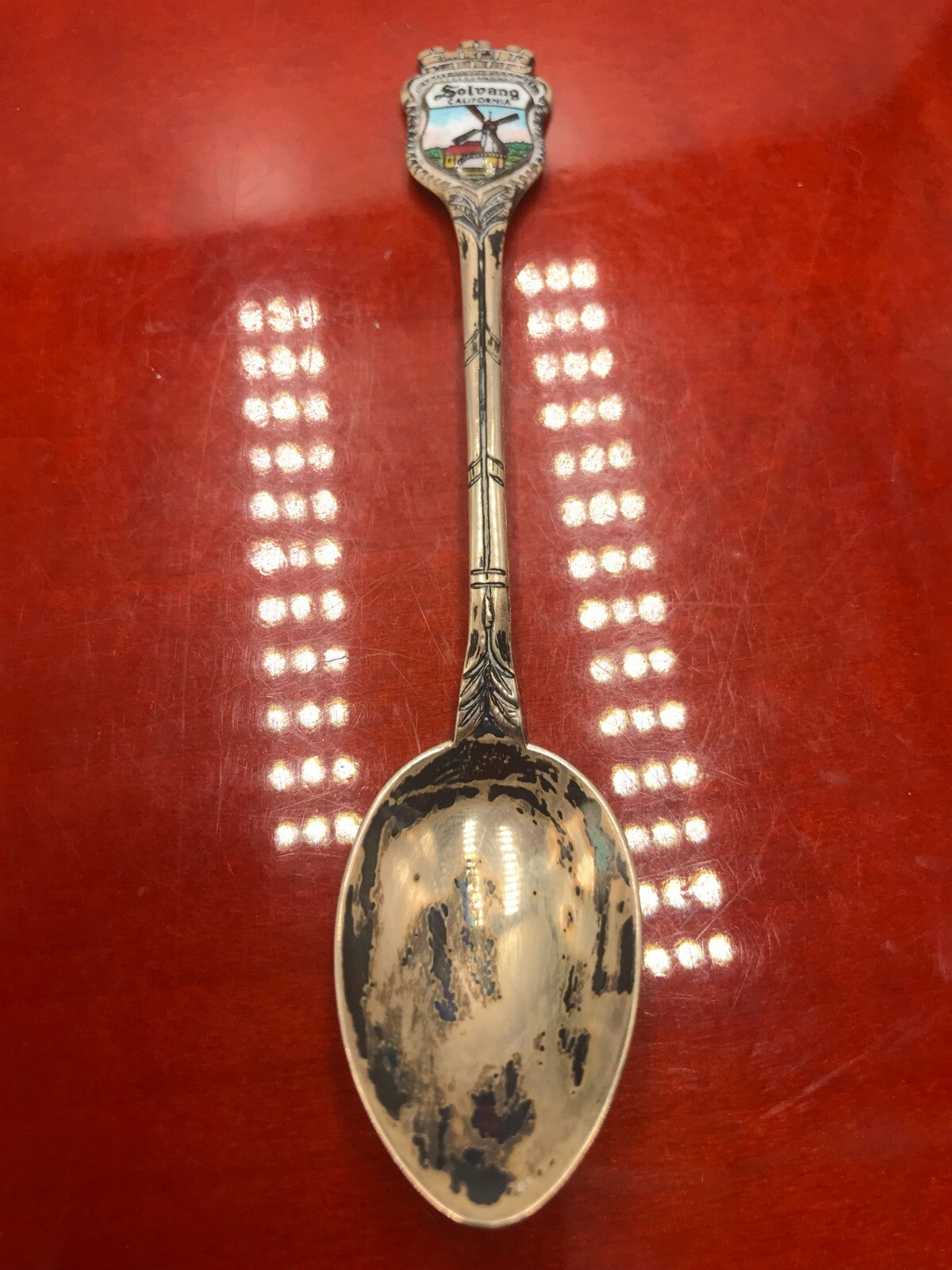 Solvang Windmill Spoon Souvenir Enamel California Vintage 4" 9.6g