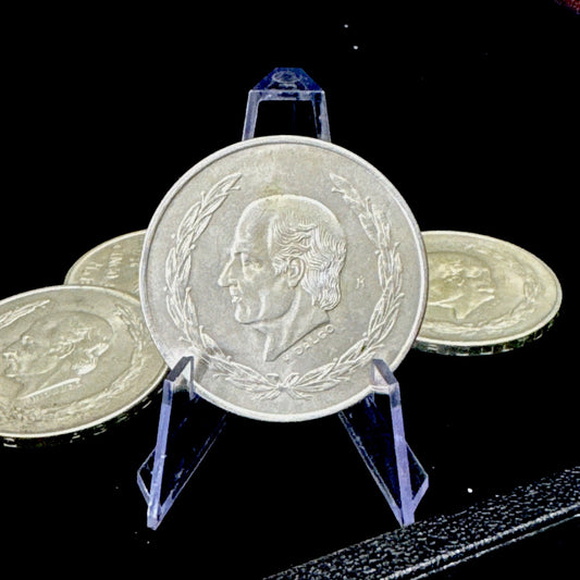 1953 SIlver Coin - Mexico Hidalgo Cinco 5 Pesos Ley .720 Silver Coin
