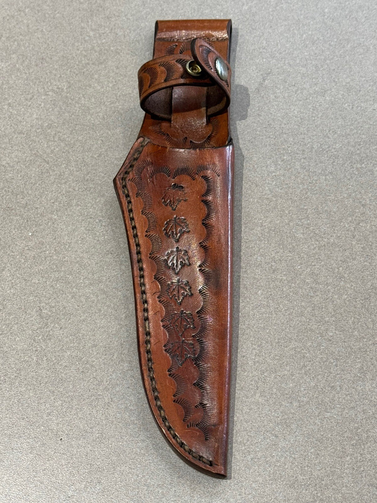 DAMASCUS STEEL BOWIE HUNTING  KNIFE WITH CUSTOM SHEATH 5” BLADE 9 1/2 “ FULL