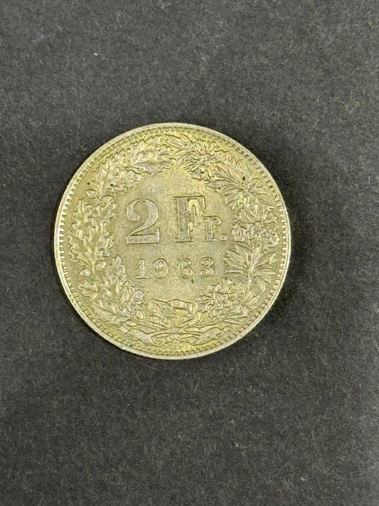 Switzerland 1968 B 2 Franc HELVITIA  Silver Coin TONER GREAT STRIKE !!