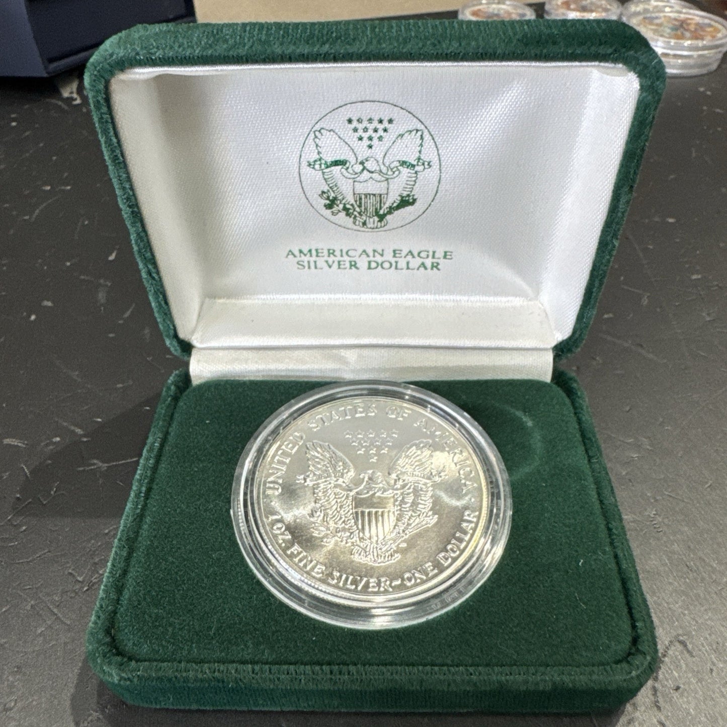 1989 U.S. American Eagle One Ounce Silver Uncirculated Coin with Box And COA