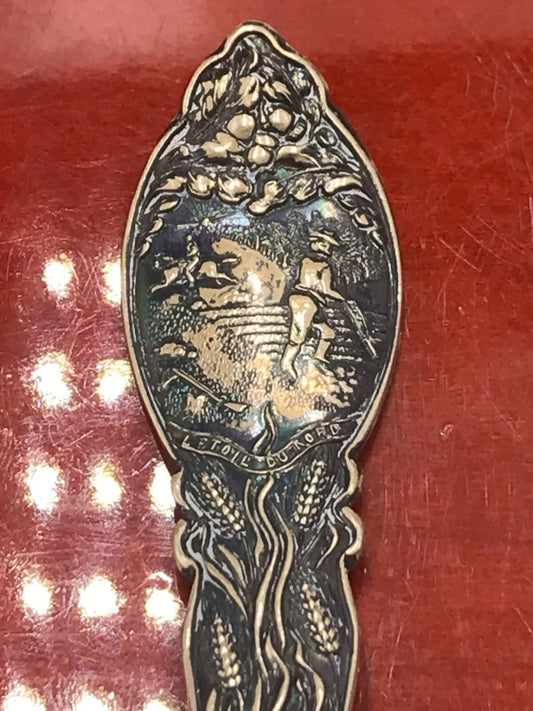 AERIAL BRIDGE DULUTH MINNESOTA STERLING SILVER SOUVENIR SPOON 13.2g 5" TONED