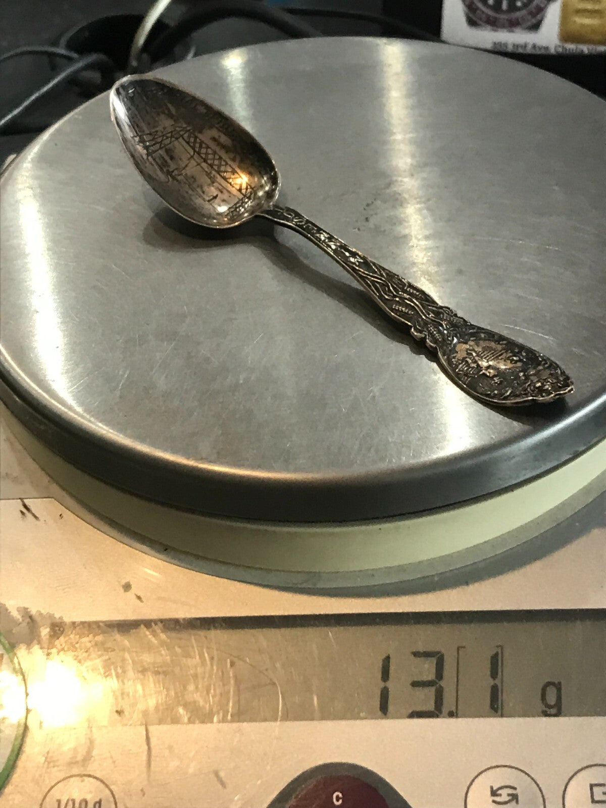 AERIAL BRIDGE DULUTH MINNESOTA STERLING SILVER SOUVENIR SPOON 13.2g 5" TONED