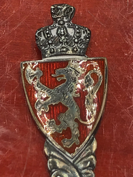 Vintage Sterling Silver NORWAY AKSEL HOLMSEN Enamel Souvenir Spoon 4.25" 9.1g