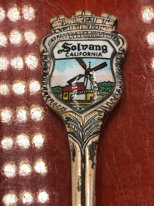 Solvang Windmill Spoon Souvenir Enamel California Vintage 4" 9.6g