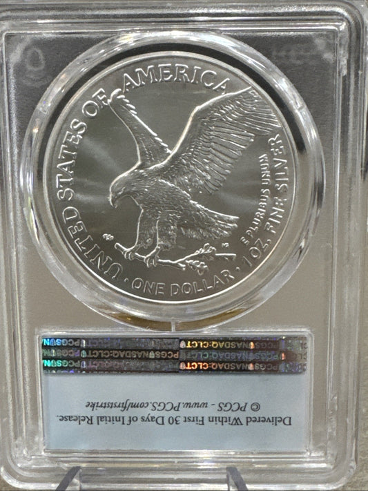 2021 $1 Silver American Eagle Type 2 PCGS MS70 First Strike  - Blue Flag Label
