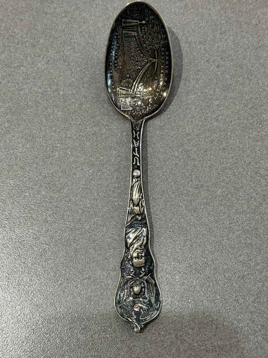 Sterling Silver Eagle Gate Salt Lake City Utah Souvenir Spoon 1910 23.2Gr 5 7/8”
