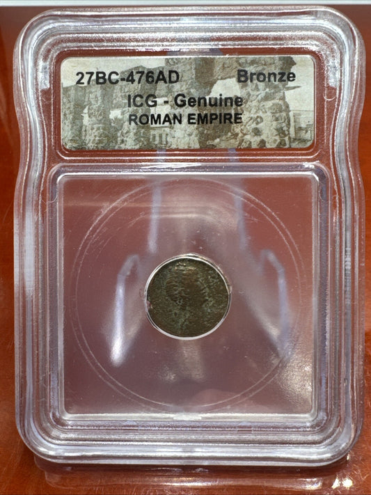 ICG - Genuine ROMAN EMPIRE Coin Slab 27BC-476AD Amazing Historical Bronze A4
